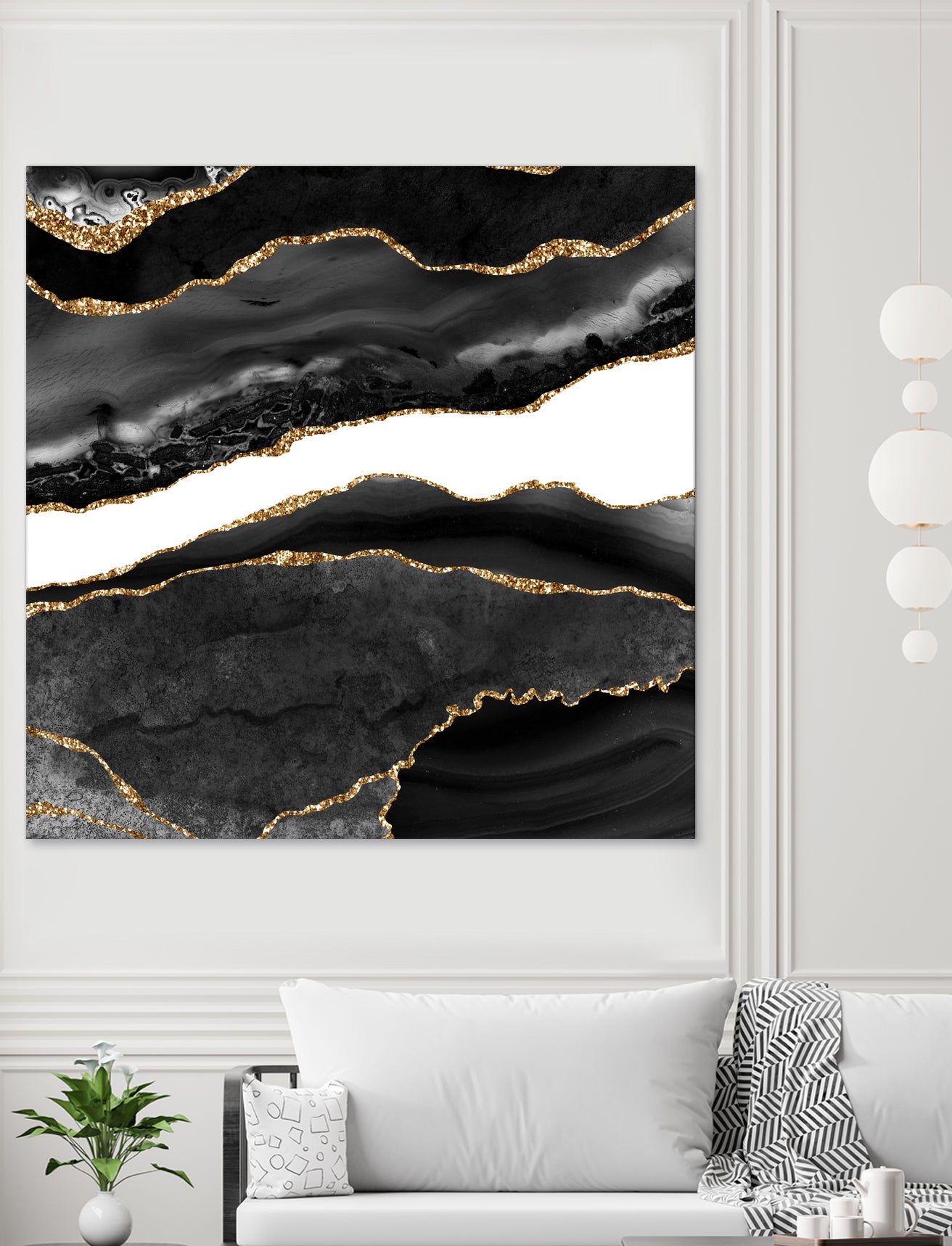 Black & Gold Agate Texture 08 by Isabel Muñoz on GIANT ART - black digital painting