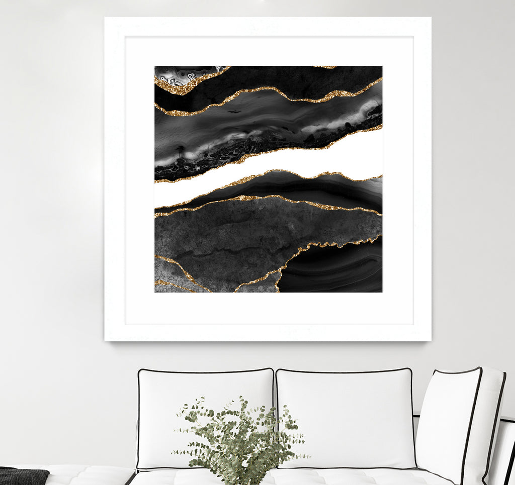 Black & Gold Agate Texture 08 by Isabel Muñoz on GIANT ART - black digital painting