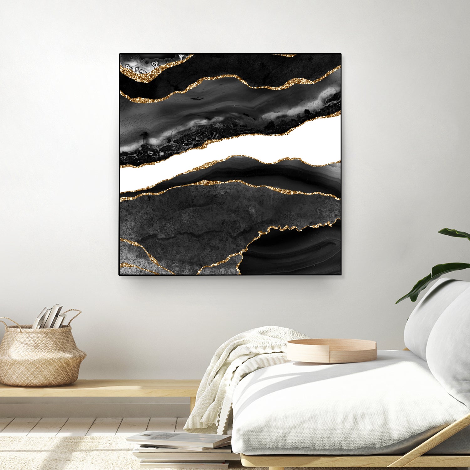 Black & Gold Agate Texture 08 by Isabel Muñoz on GIANT ART - black digital painting