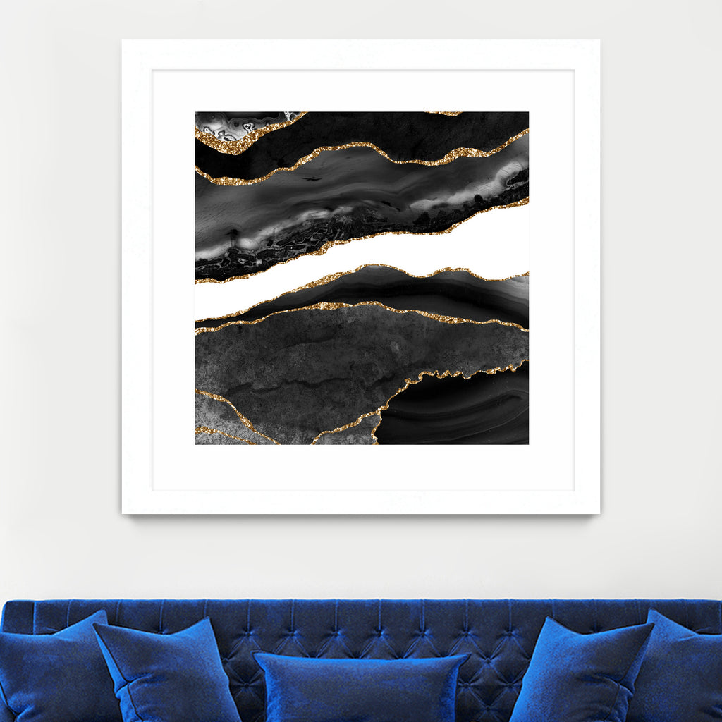 Black & Gold Agate Texture 08 by Isabel Muñoz on GIANT ART - black digital painting