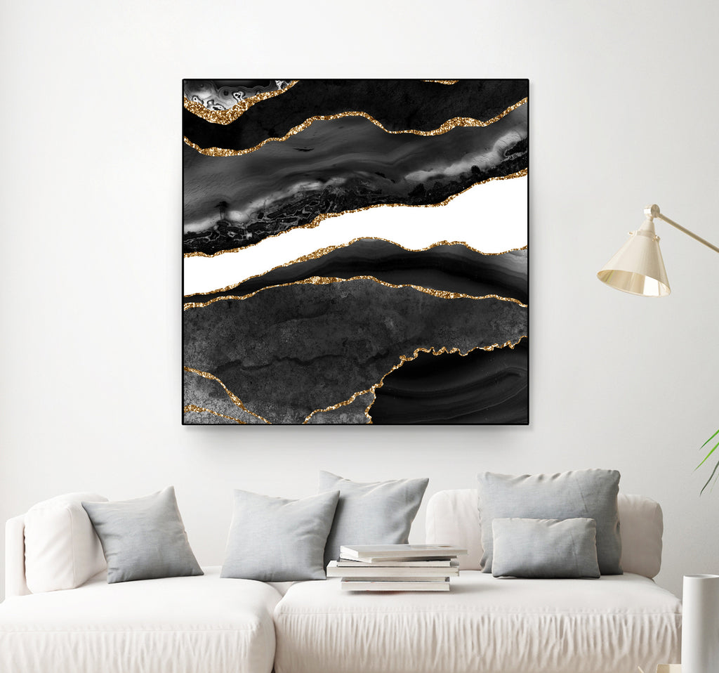 Black & Gold Agate Texture 08 by Isabel Muñoz on GIANT ART - black digital painting