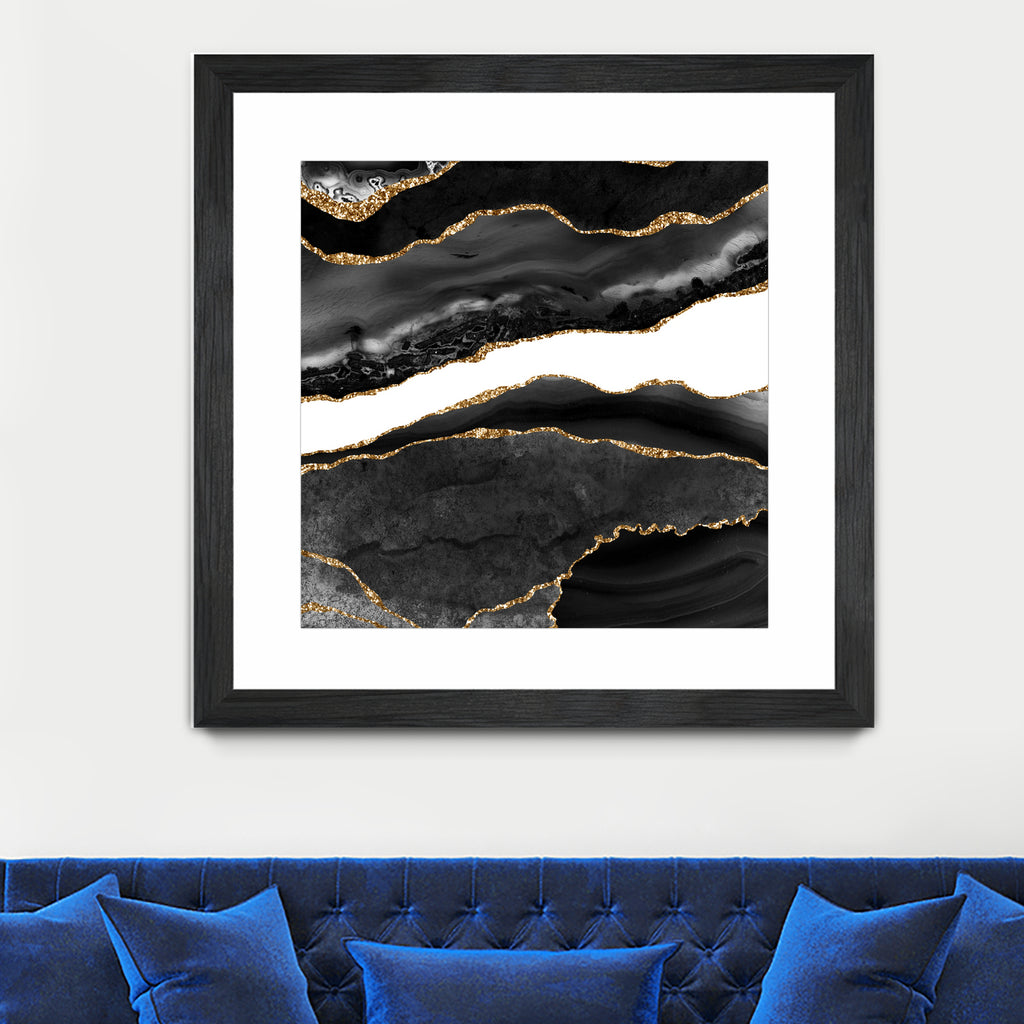 Black & Gold Agate Texture 08 by Isabel Muñoz on GIANT ART - black digital painting