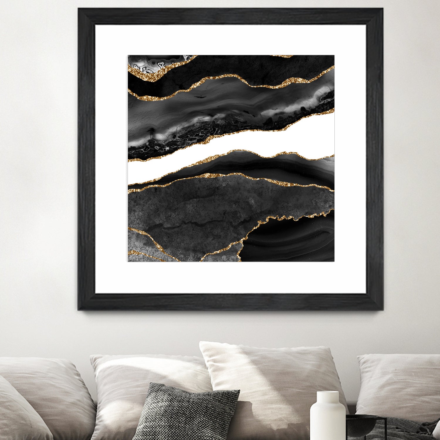 Black & Gold Agate Texture 08 by Isabel Muñoz on GIANT ART - black digital painting