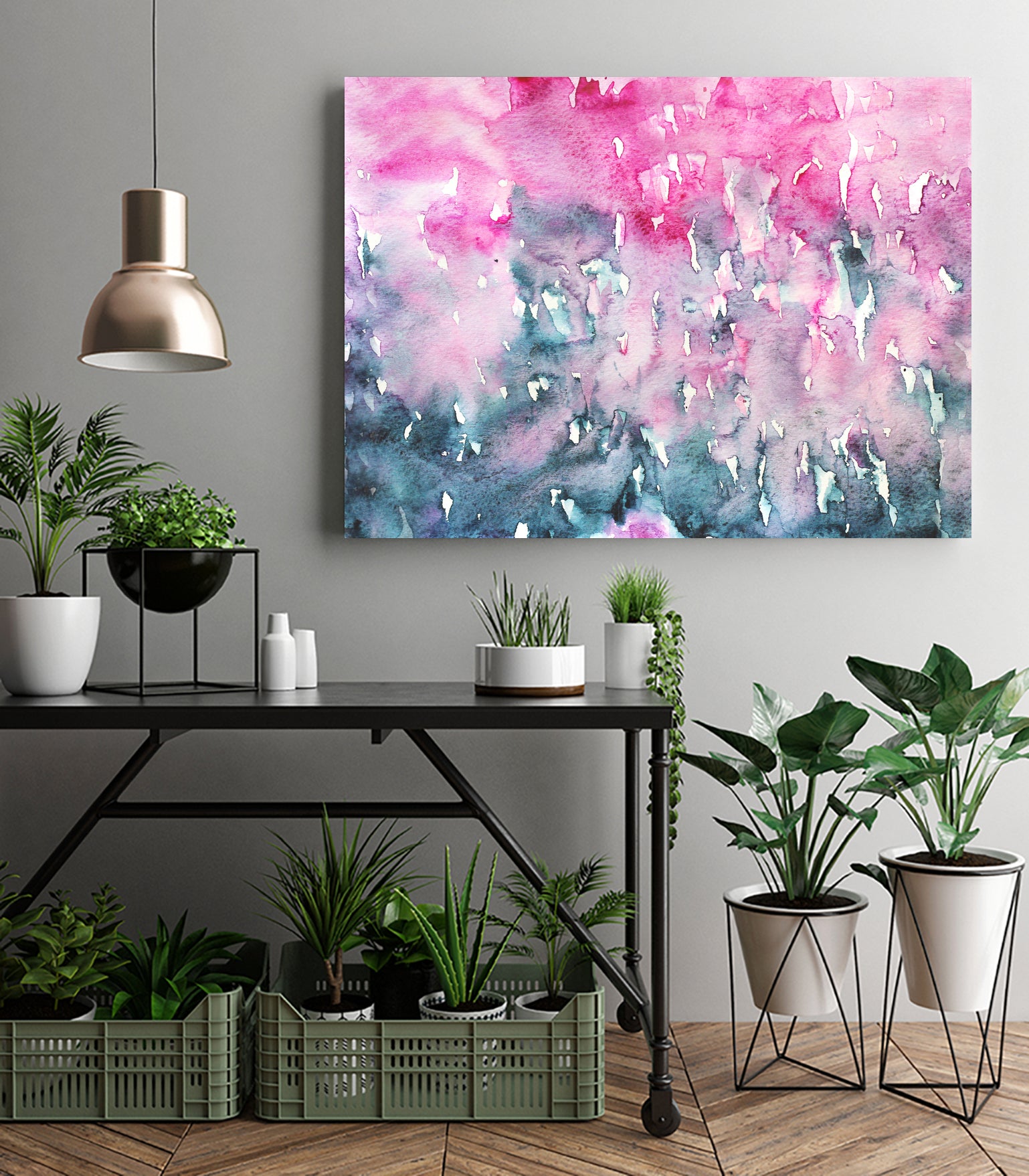 When indigo loves pink || watercolor by Katerina Izotova on GIANT ART - pink mixed media