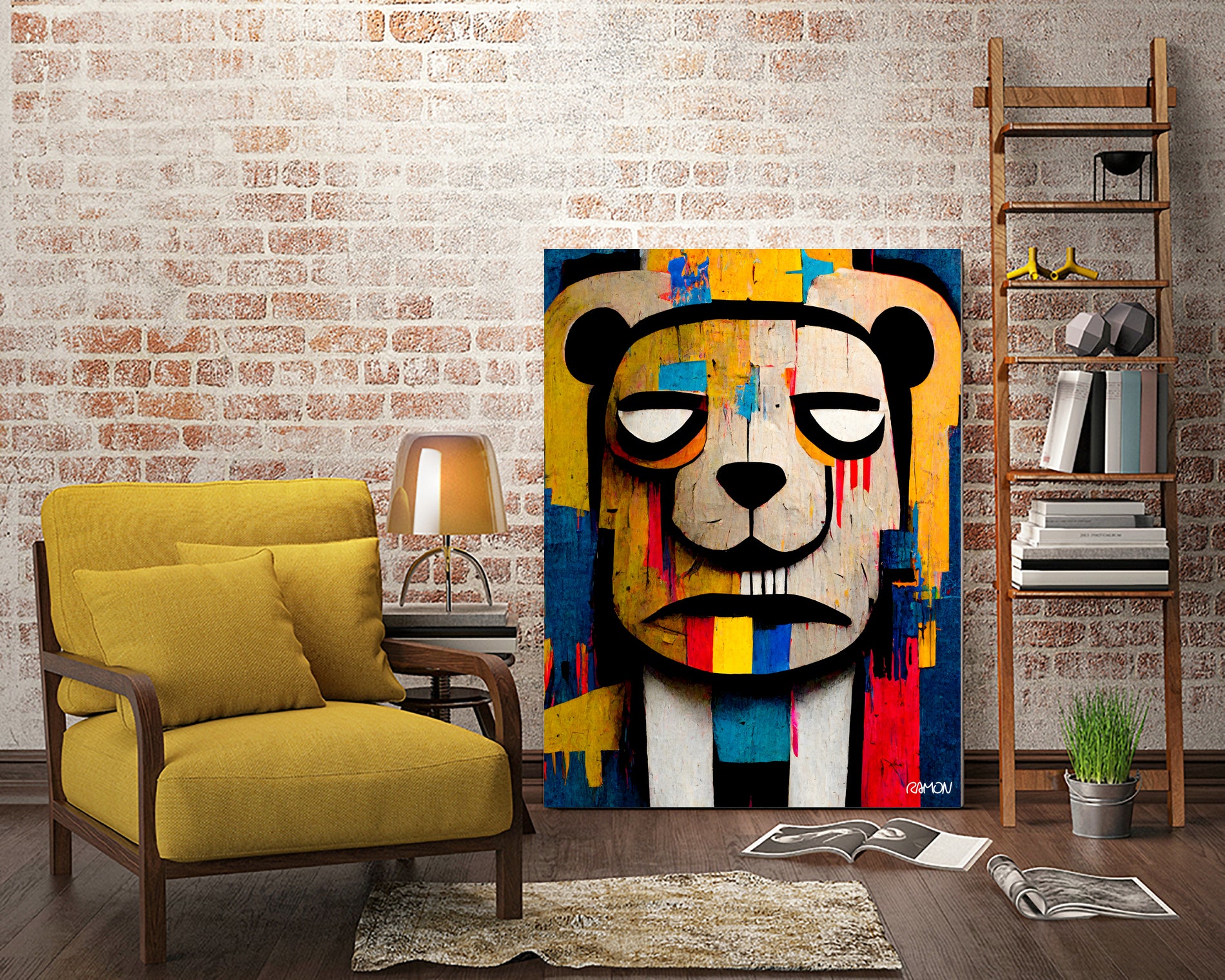 Abstract Art bear by Ramon Souza on GIANT ART - yellow digital painting