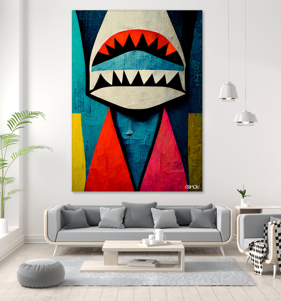 Caution Shark! by Ramon Souza on GIANT ART - blue digital painting