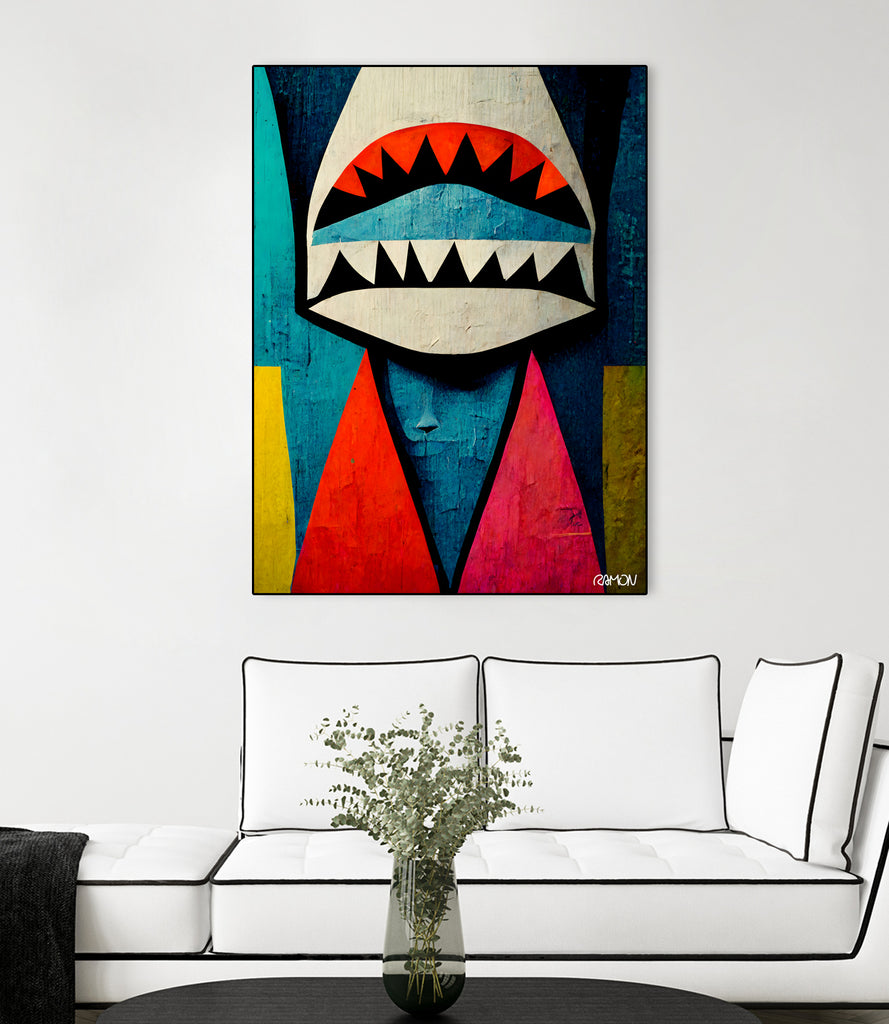 Caution Shark! by Ramon Souza on GIANT ART - blue digital painting