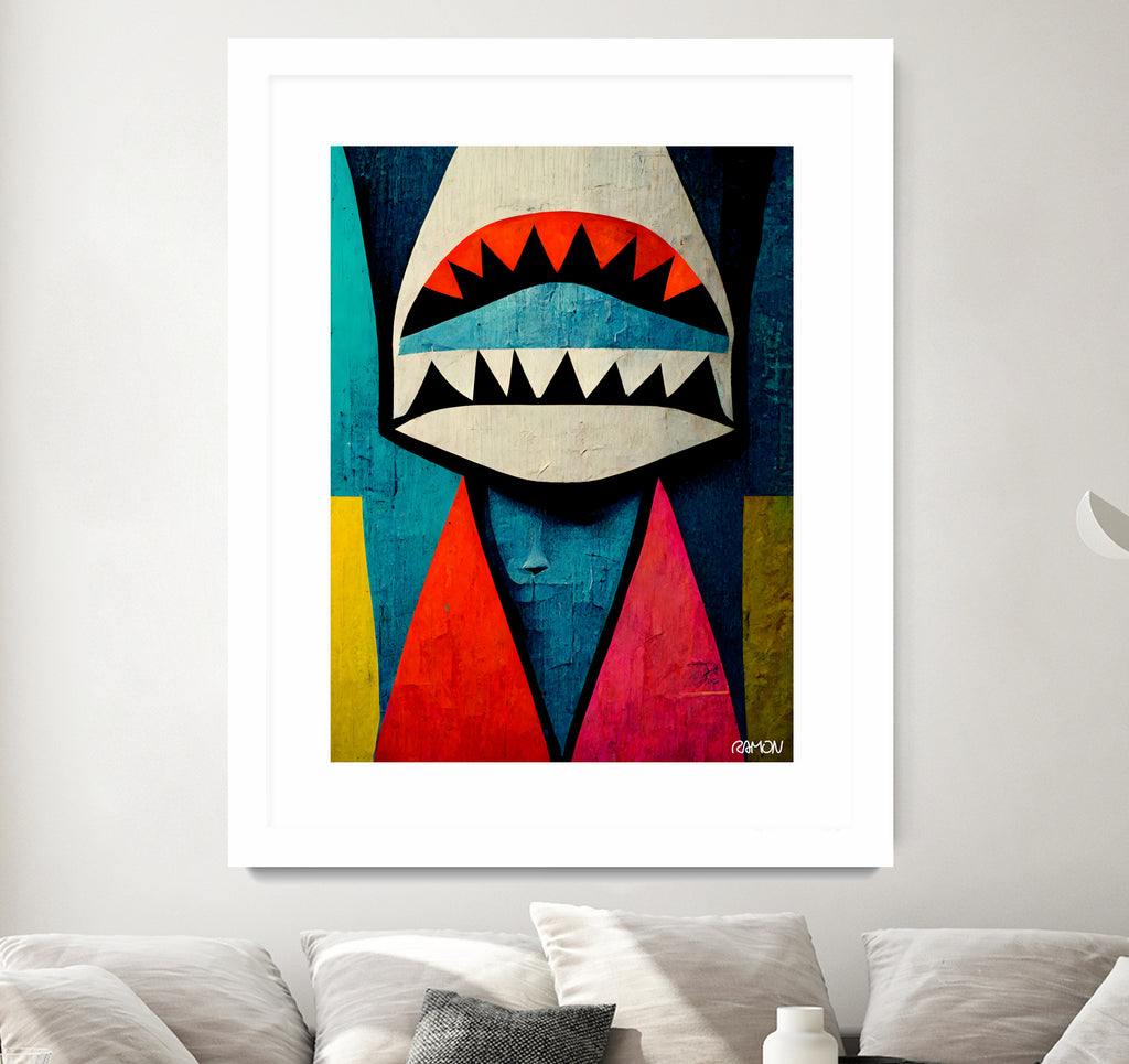 Caution Shark! by Ramon Souza on GIANT ART - blue digital painting