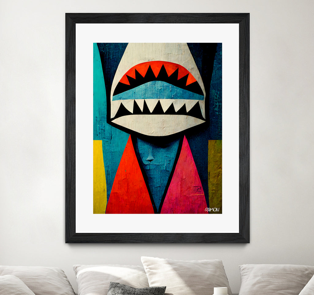 Caution Shark! by Ramon Souza on GIANT ART - blue digital painting