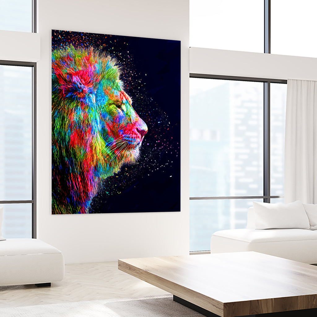 Colored Lion by Milos Karanovic on GIANT ART - black photo illustration