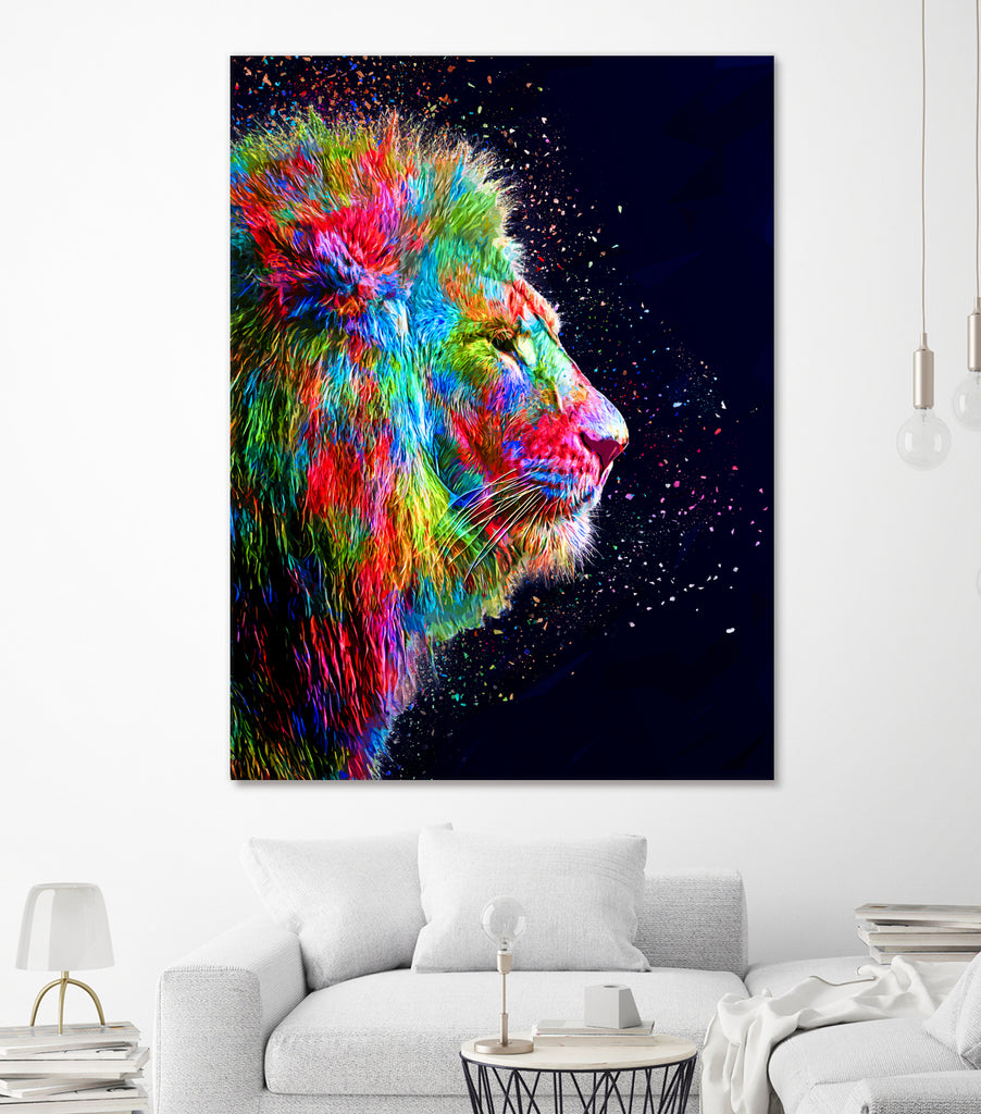 Colored Lion by Milos Karanovic on GIANT ART - black photo illustration