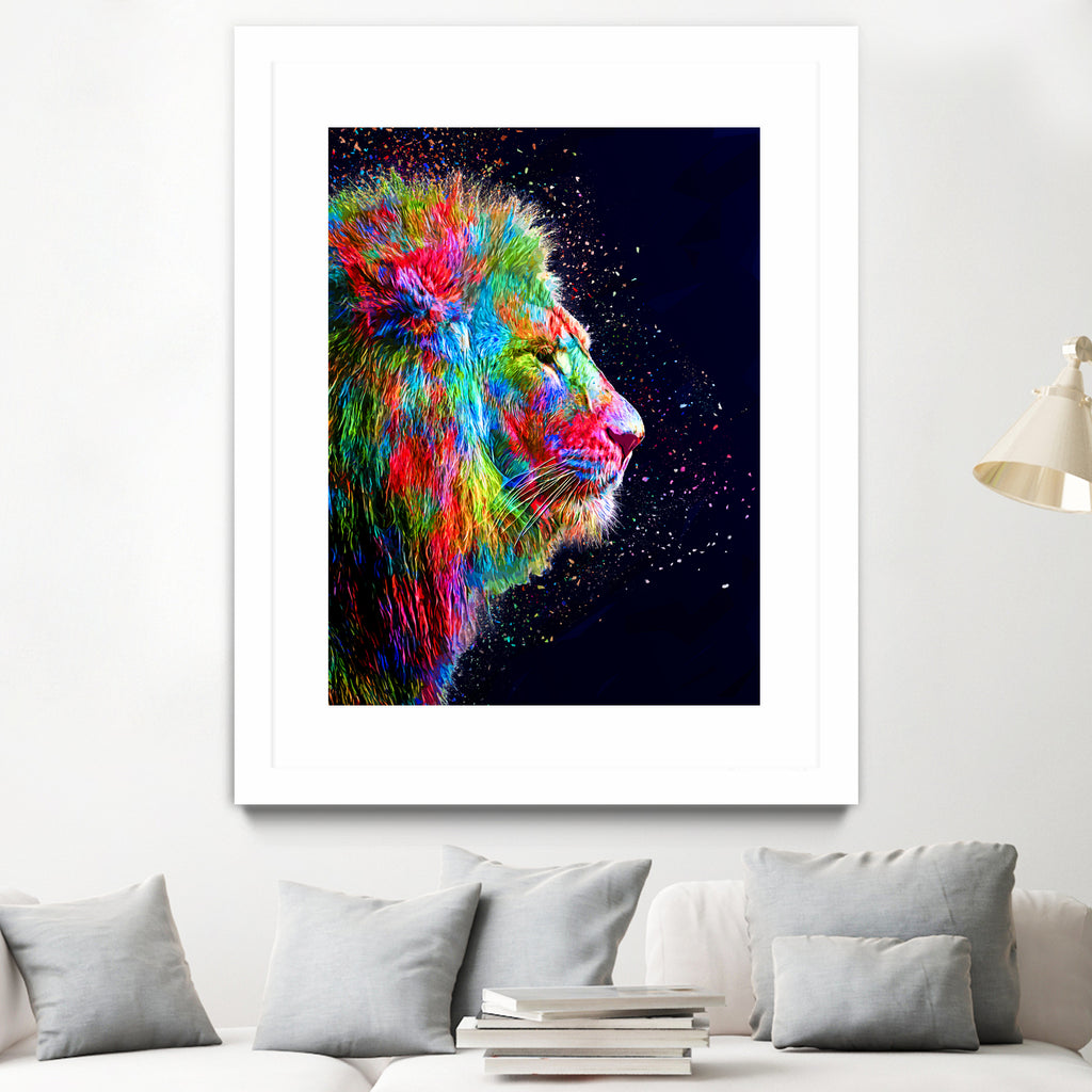 Colored Lion by Milos Karanovic on GIANT ART - black photo illustration