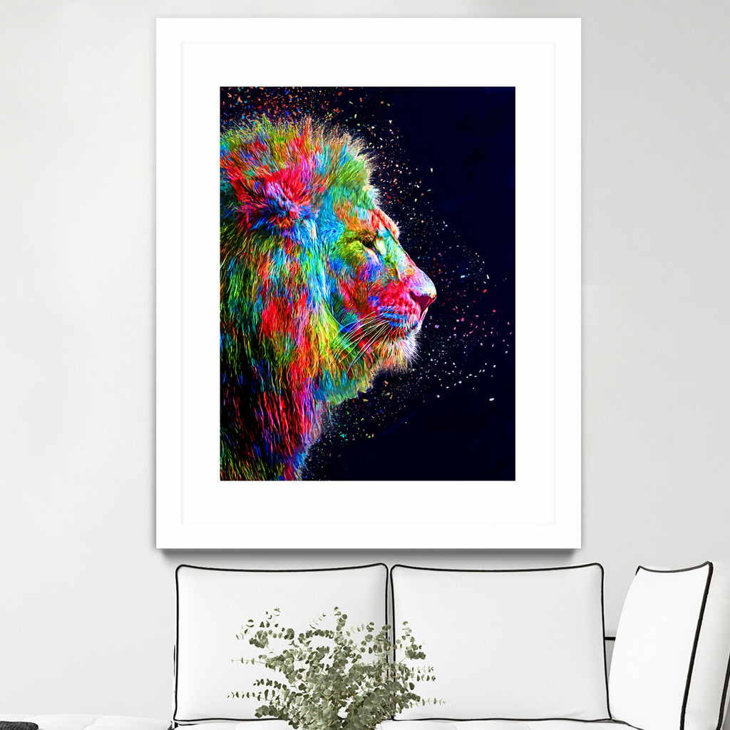 Colored Lion by Milos Karanovic on GIANT ART - black photo illustration