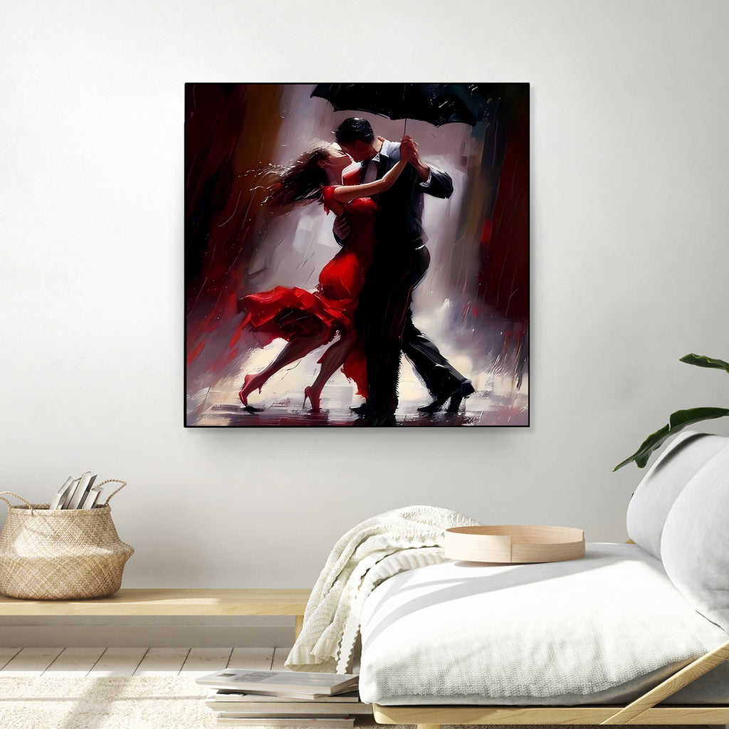 Tango in the rain. by Ievgeniia Bidiuk on GIANT ART - red digital painting