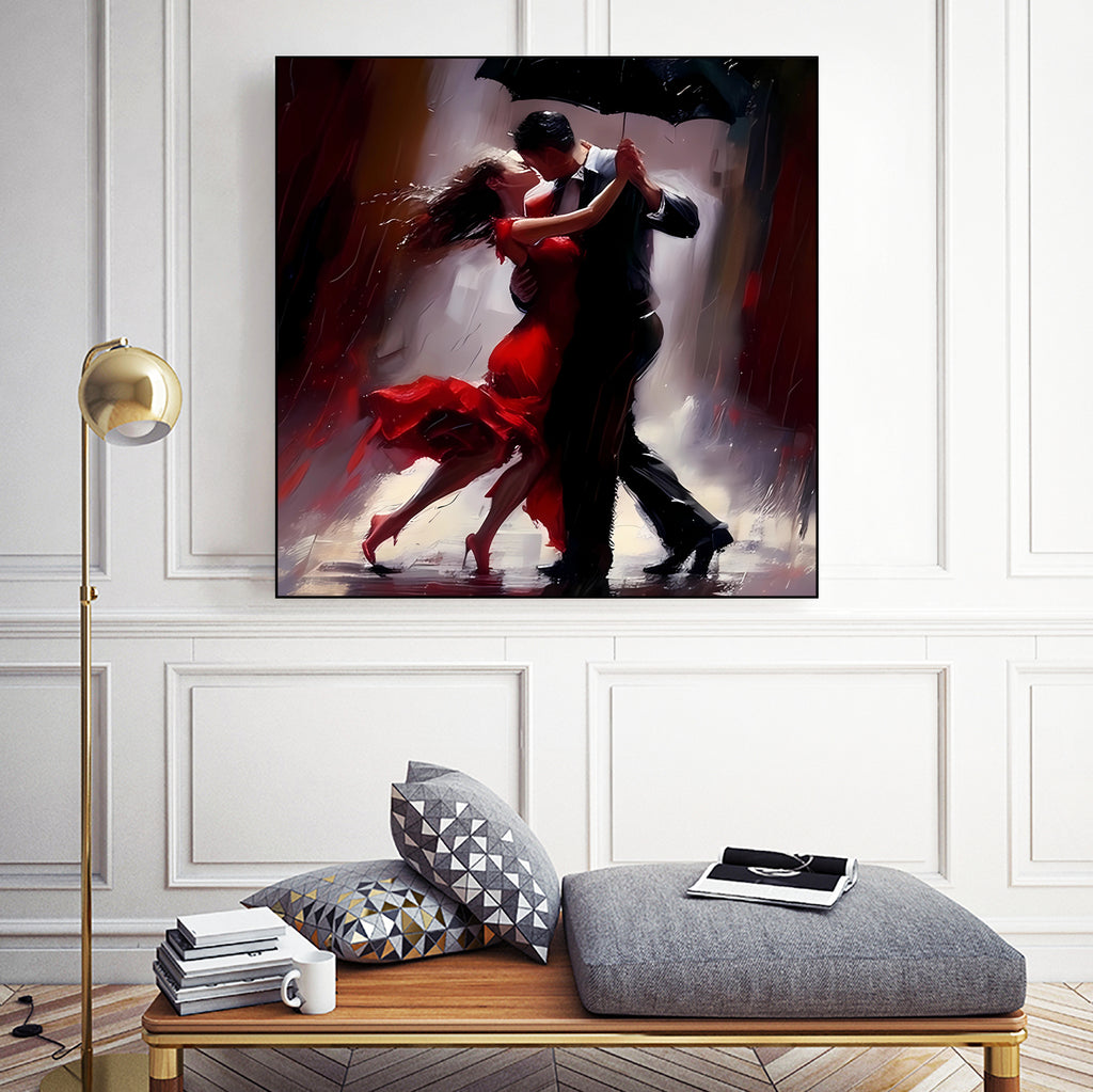 Tango in the rain. by Ievgeniia Bidiuk on GIANT ART - red digital painting