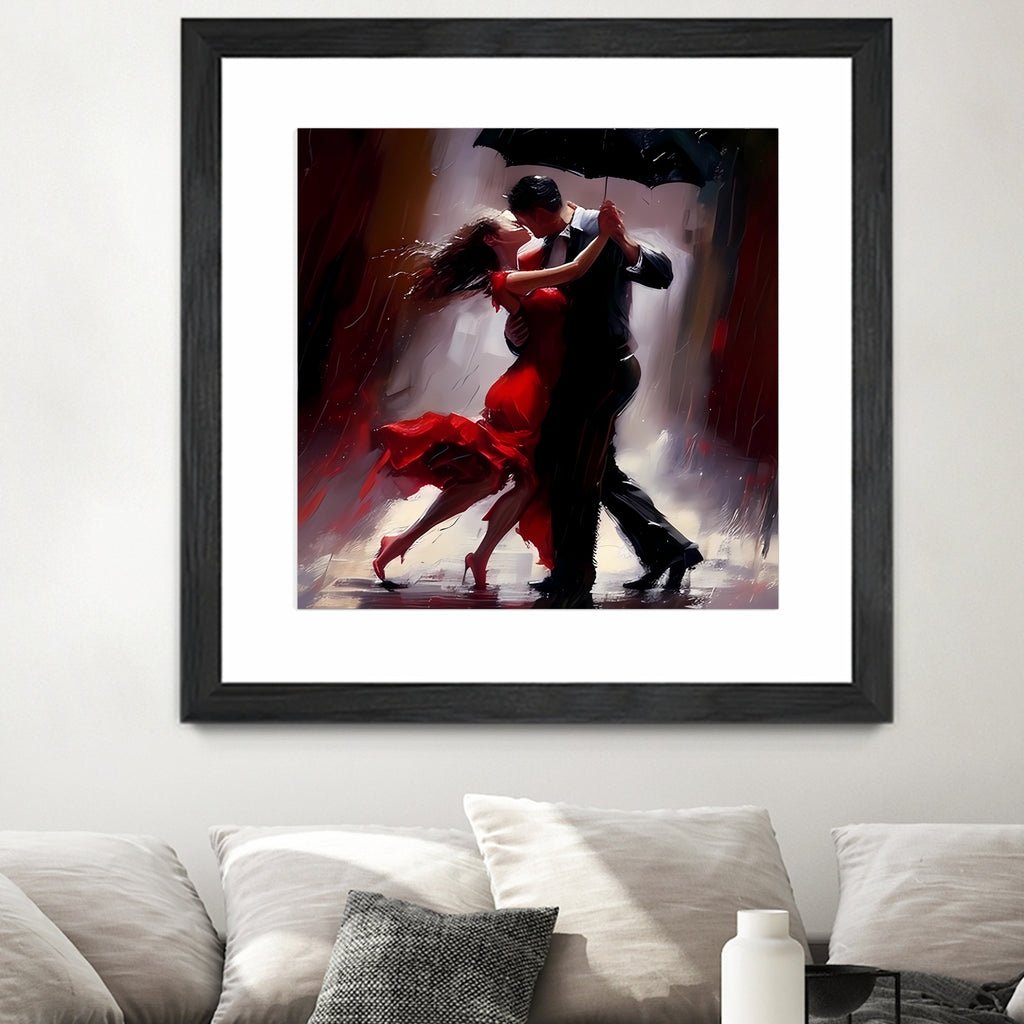 Tango in the rain. by Ievgeniia Bidiuk on GIANT ART - red digital painting