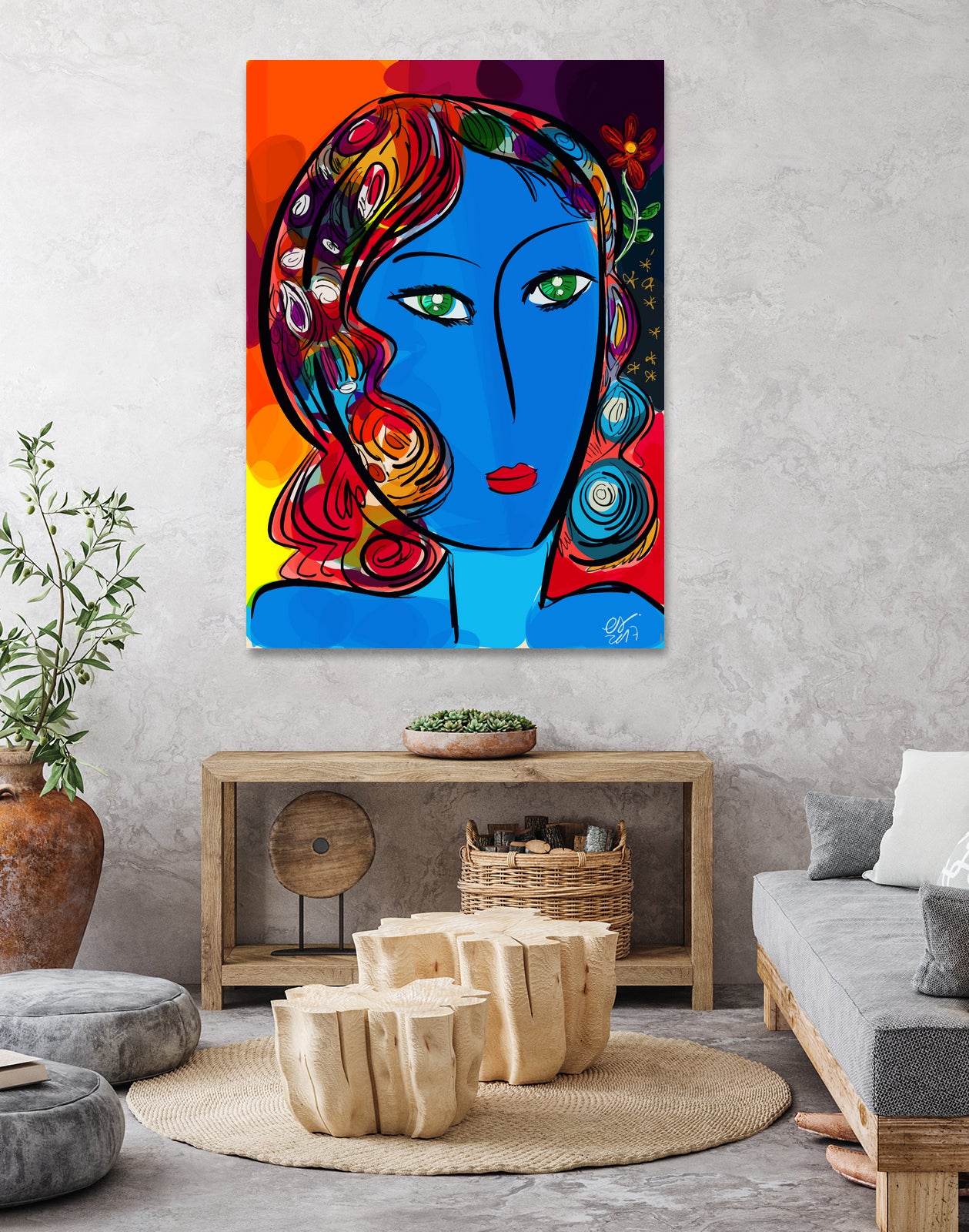 Pop Blue girl by Emmanuel Signorino on GIANT ART - blue digital painting