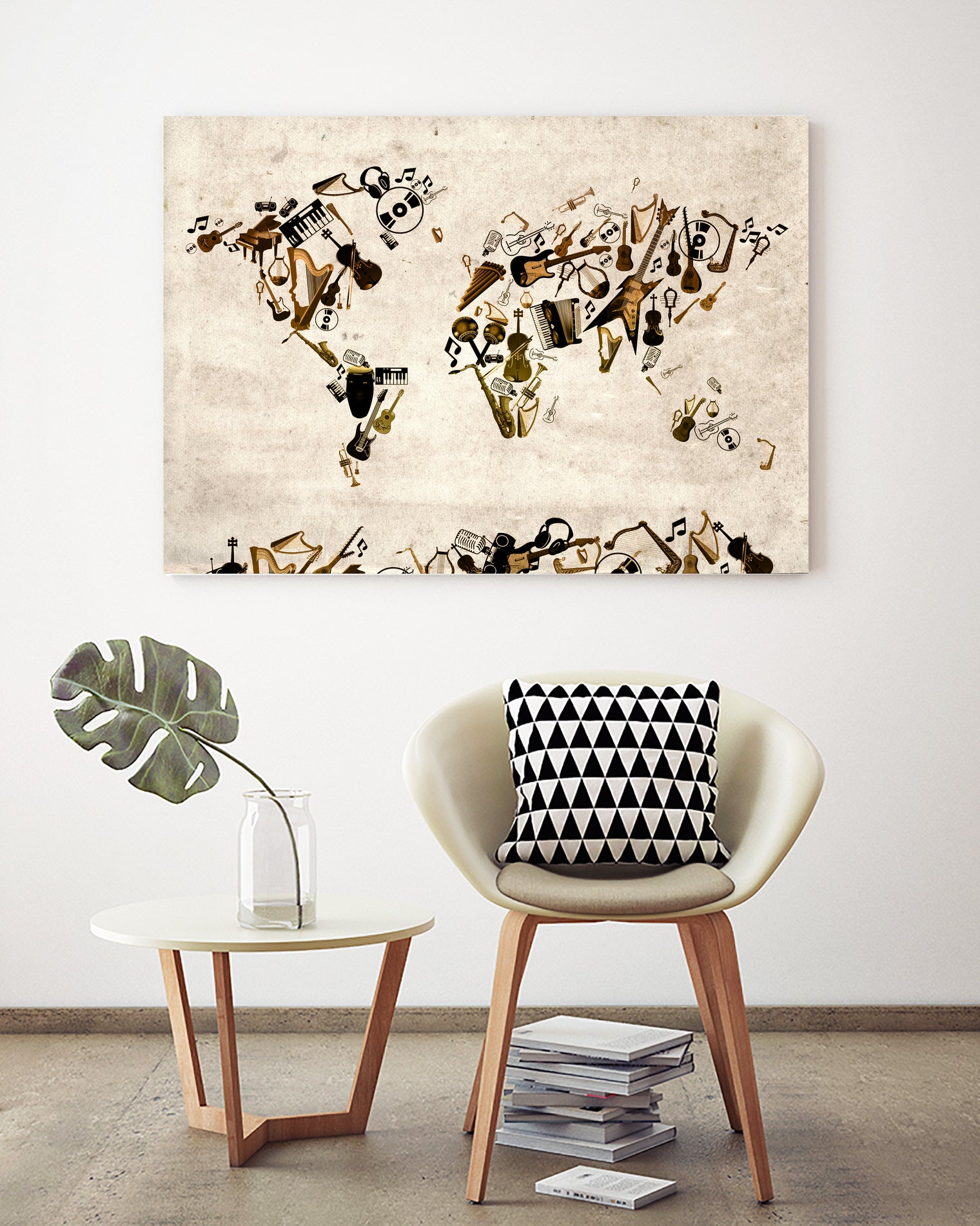 world map music instruments 2 by Bekim Mehovic on GIANT ART - brown digital painting