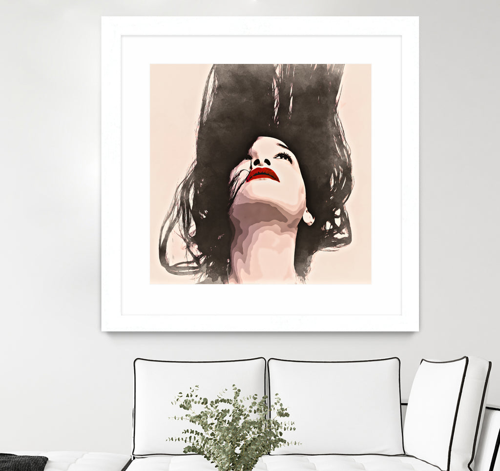 Woman upside down - painting in watercolor by CADET Pierre on GIANT ART - black digital painting