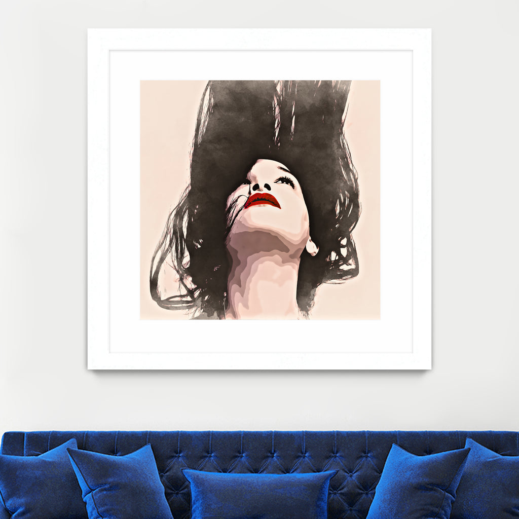 Woman upside down - painting in watercolor by CADET Pierre on GIANT ART - black digital painting