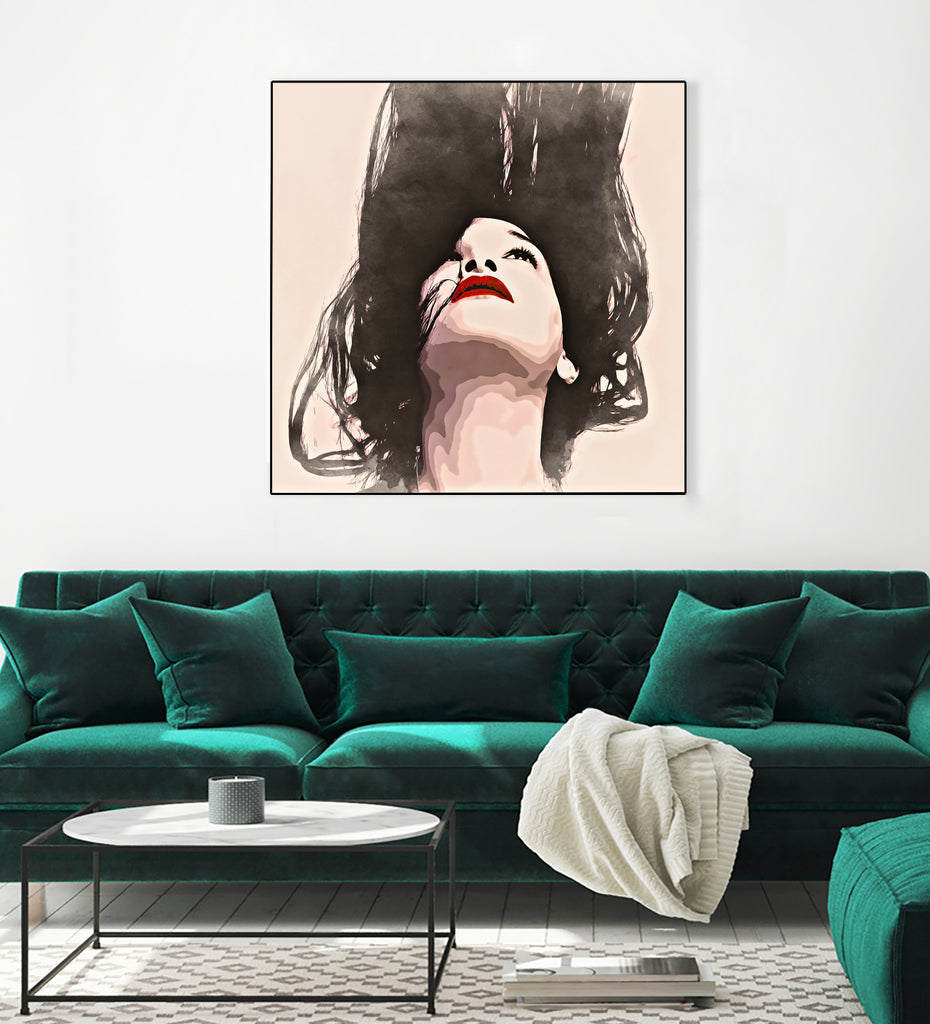 Woman upside down - painting in watercolor by CADET Pierre on GIANT ART - black digital painting