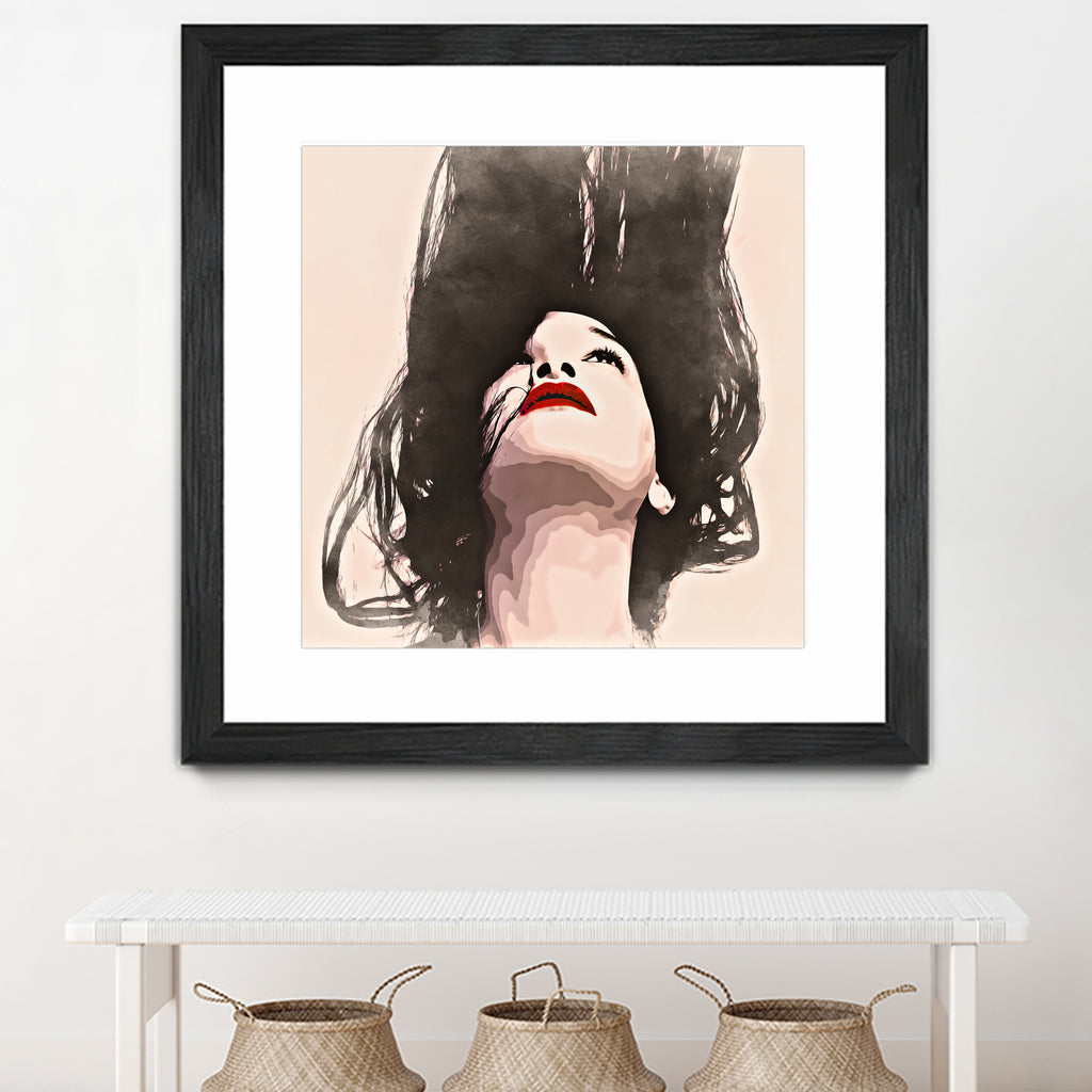 Woman upside down - painting in watercolor by CADET Pierre on GIANT ART - black digital painting