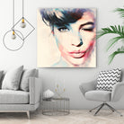 wink - painting watercolor by CADET Pierre on GIANT ART - blue digital painting