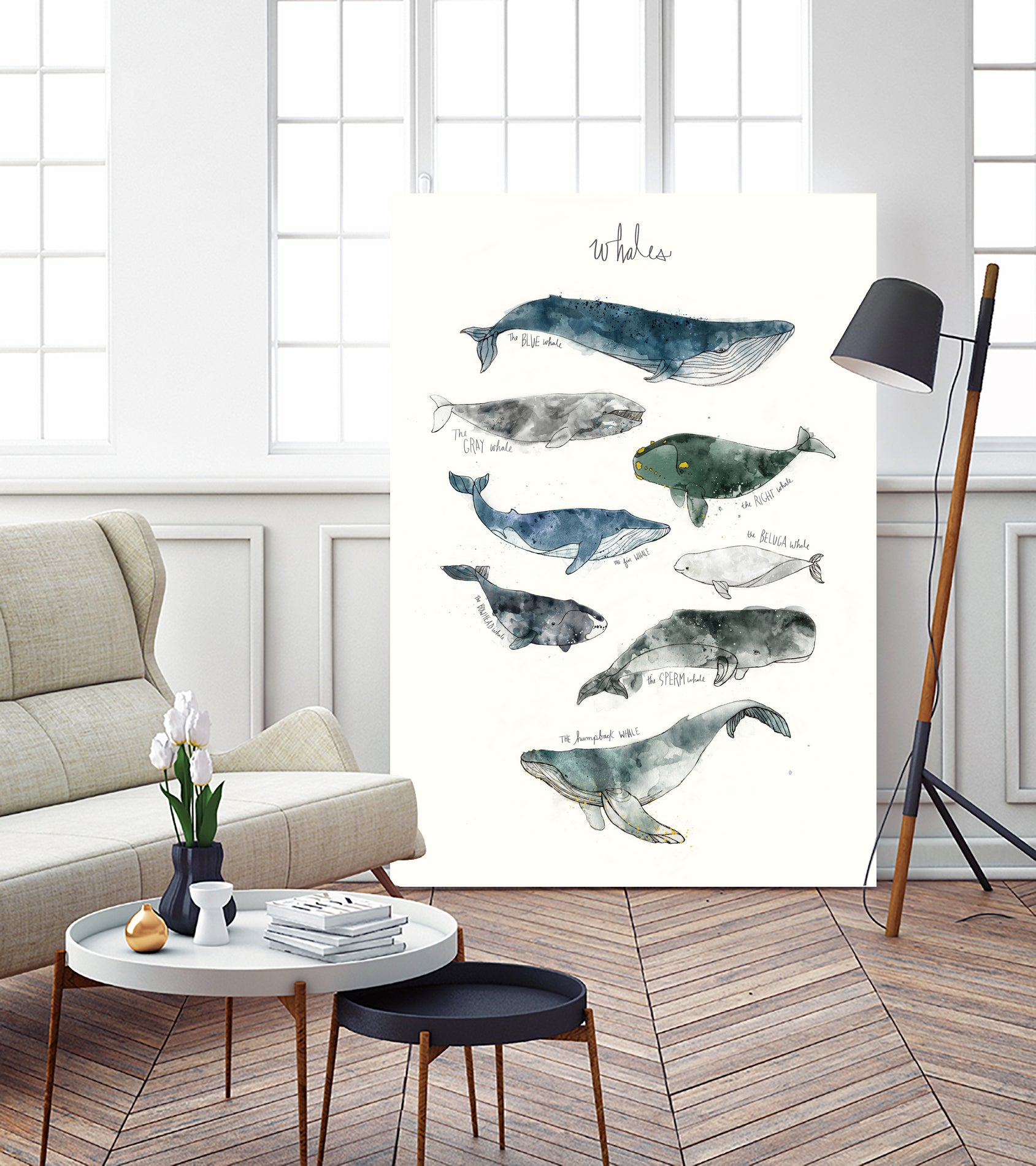 Whales by Amy Hamilton on GIANT ART - blue mixed media