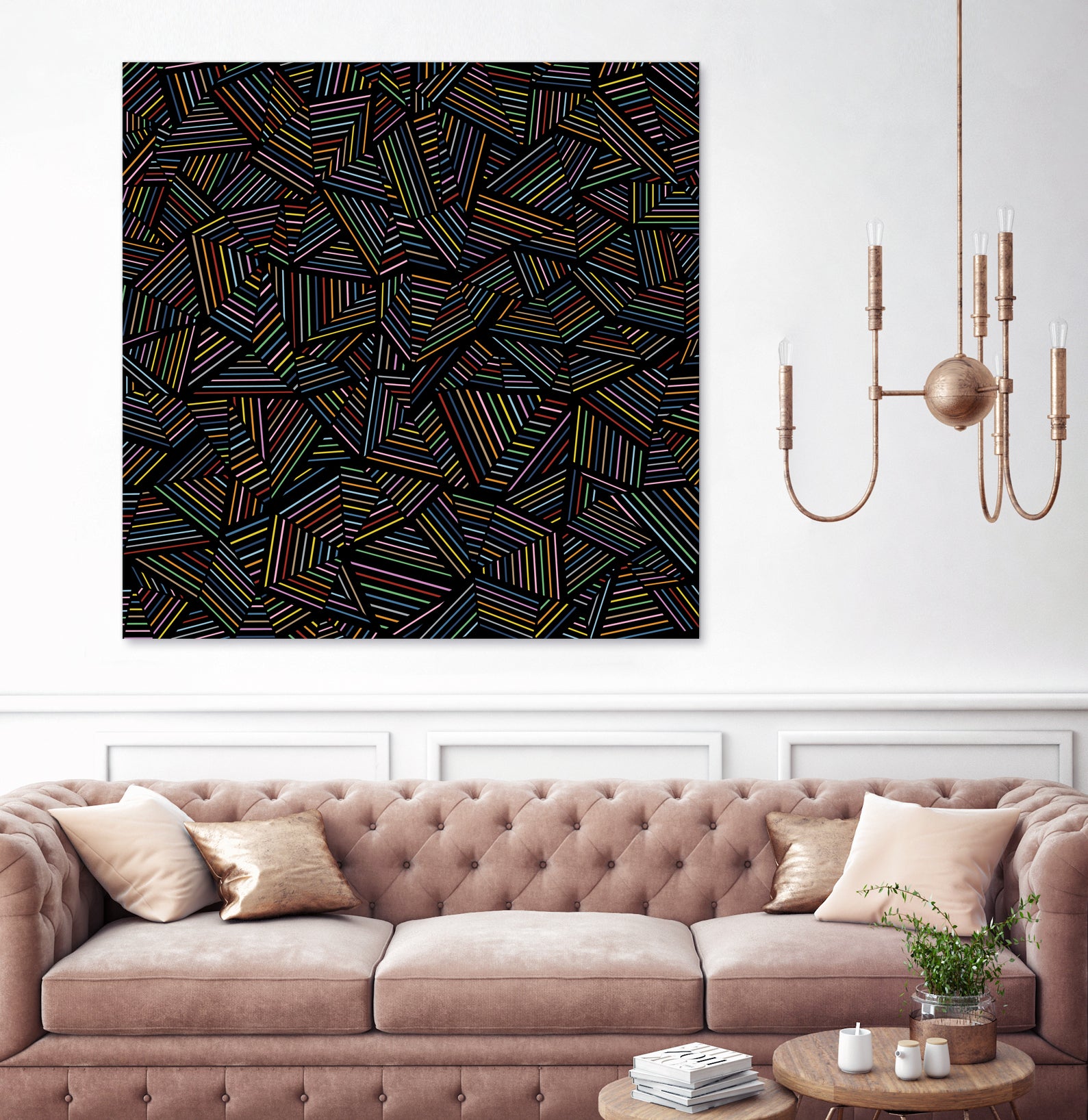 Ab Linear Rainbow B by Emeline Tate-Robertson on GIANT ART - black digital painting