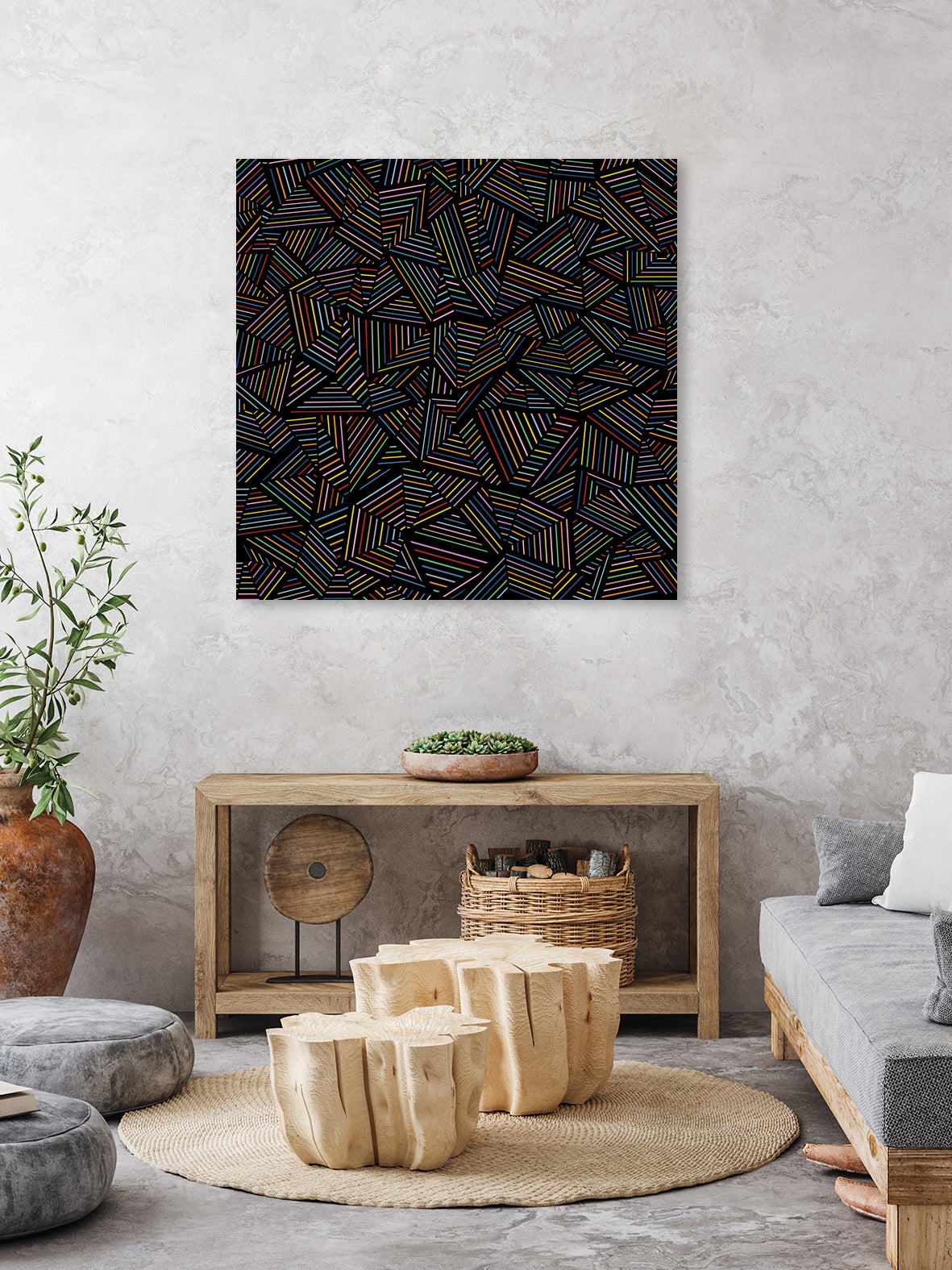 Ab Linear Rainbow B by Emeline Tate-Robertson on GIANT ART - black digital painting