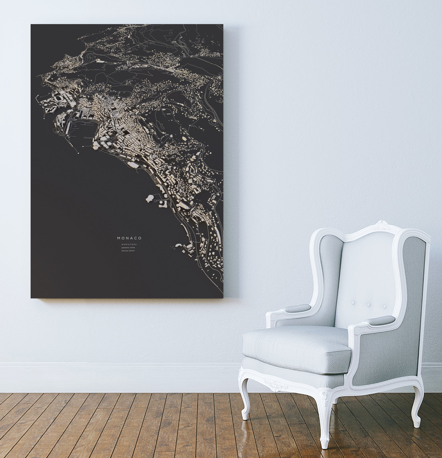 Monaco city map by Luis Dilger on GIANT ART - 3d art