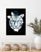 white tiger by Robert Farkas on GIANT ART - blue digital painting