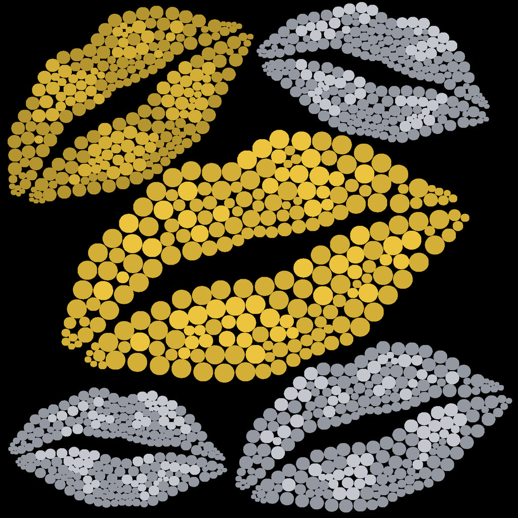 Luscious Lips In Gold And Silver by TheArtOf Vikki on GIANT ART - yellow digital painting