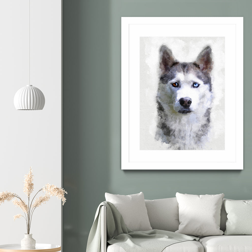 Siberian Husky by Alex Baron on GIANT ART - gray digital painting