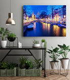 Winter Amsterdam Canal At Night With Boats by Michael Novik on GIANT ART - white photo illustration