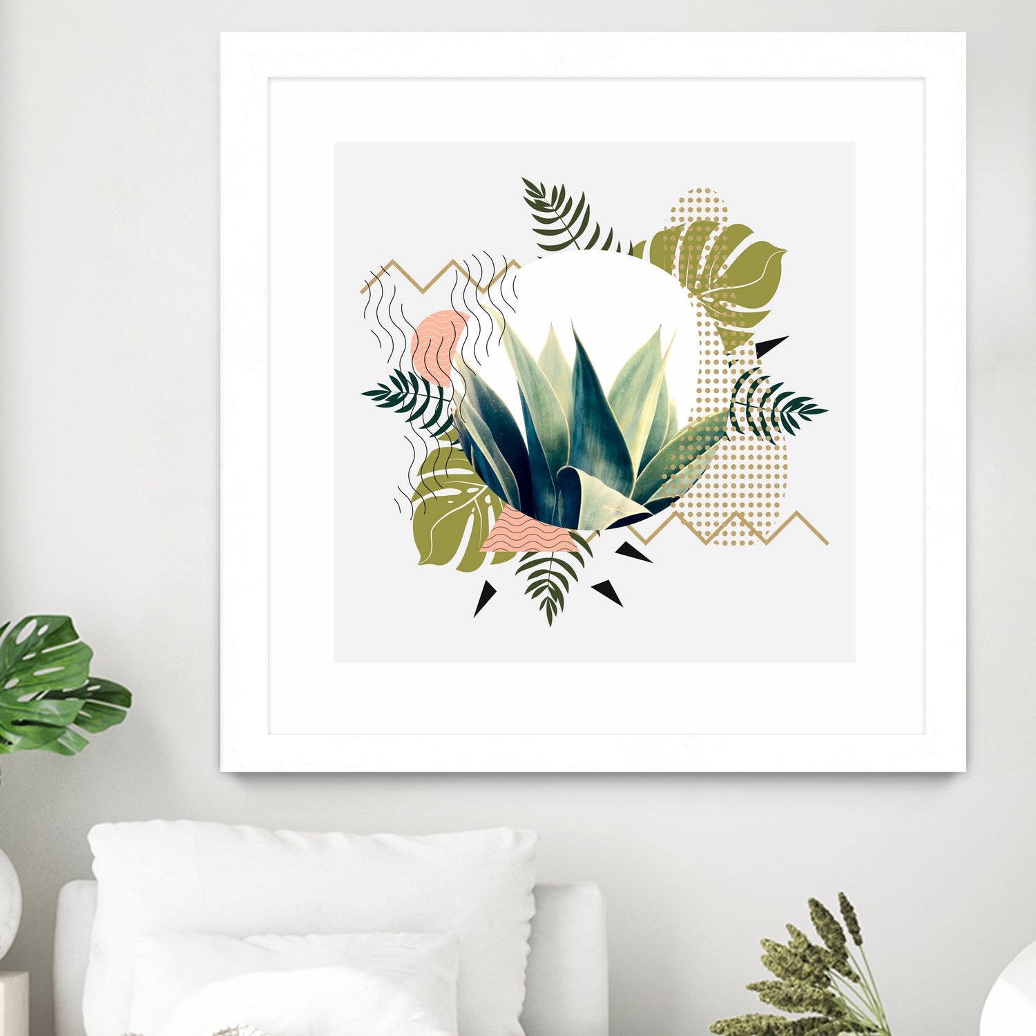 Abstract geometrical and botanical shapes I by mmarta bc on GIANT ART - green digital painting