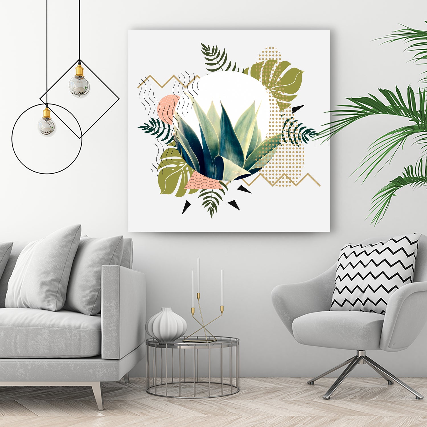 Abstract geometrical and botanical shapes I by mmarta bc on GIANT ART - green digital painting