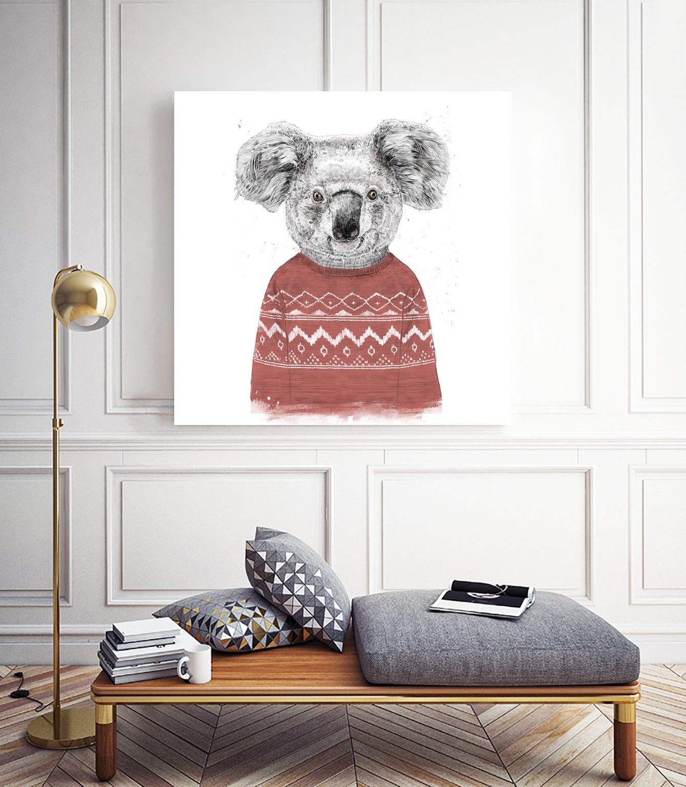 Winter koala (red) by Solti Balázs on GIANT ART - white digital drawing