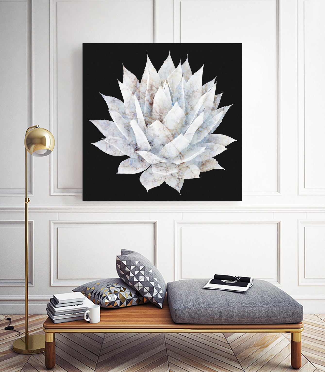 White Marble Agave Plant by amini 54 on GIANT ART - white digital painting