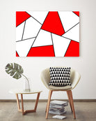 Abstract geometric pattern - red, black and white. by Keren Shiker on GIANT ART - red digital painting