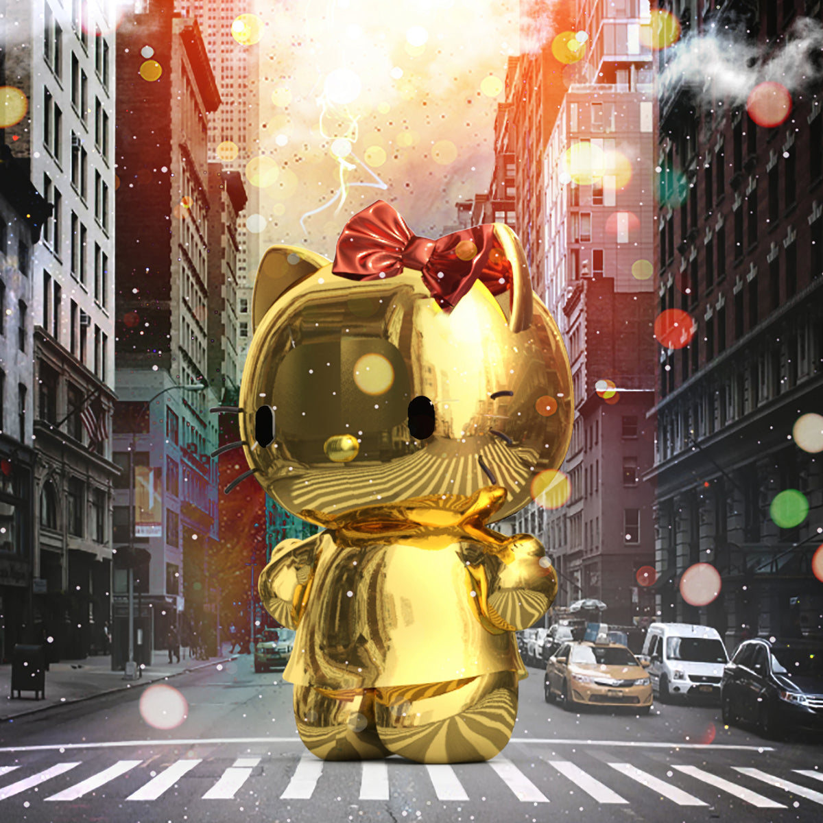 Gold Kitty in New York City - Art Print by Vin Zzep | GIANT ART