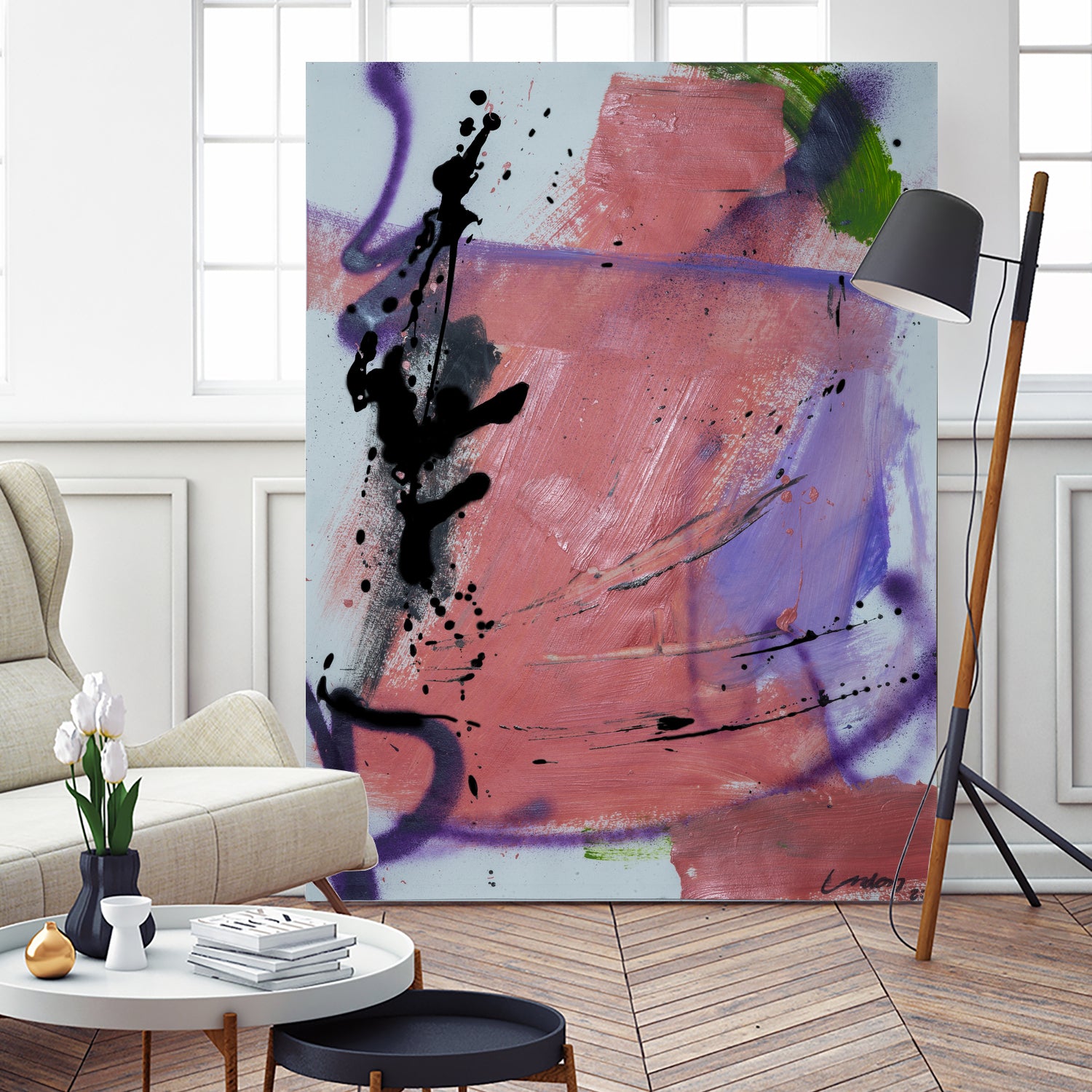 Pink Rage No 3 by Janet London on GIANT ART - coral pink abstract