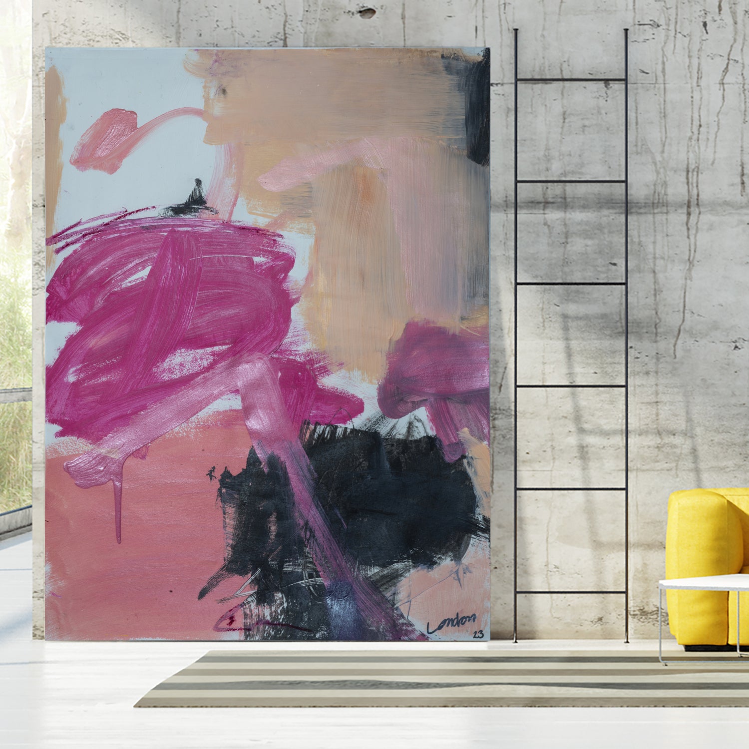 Pink Meltdown by Janet London on GIANT ART - black abstract