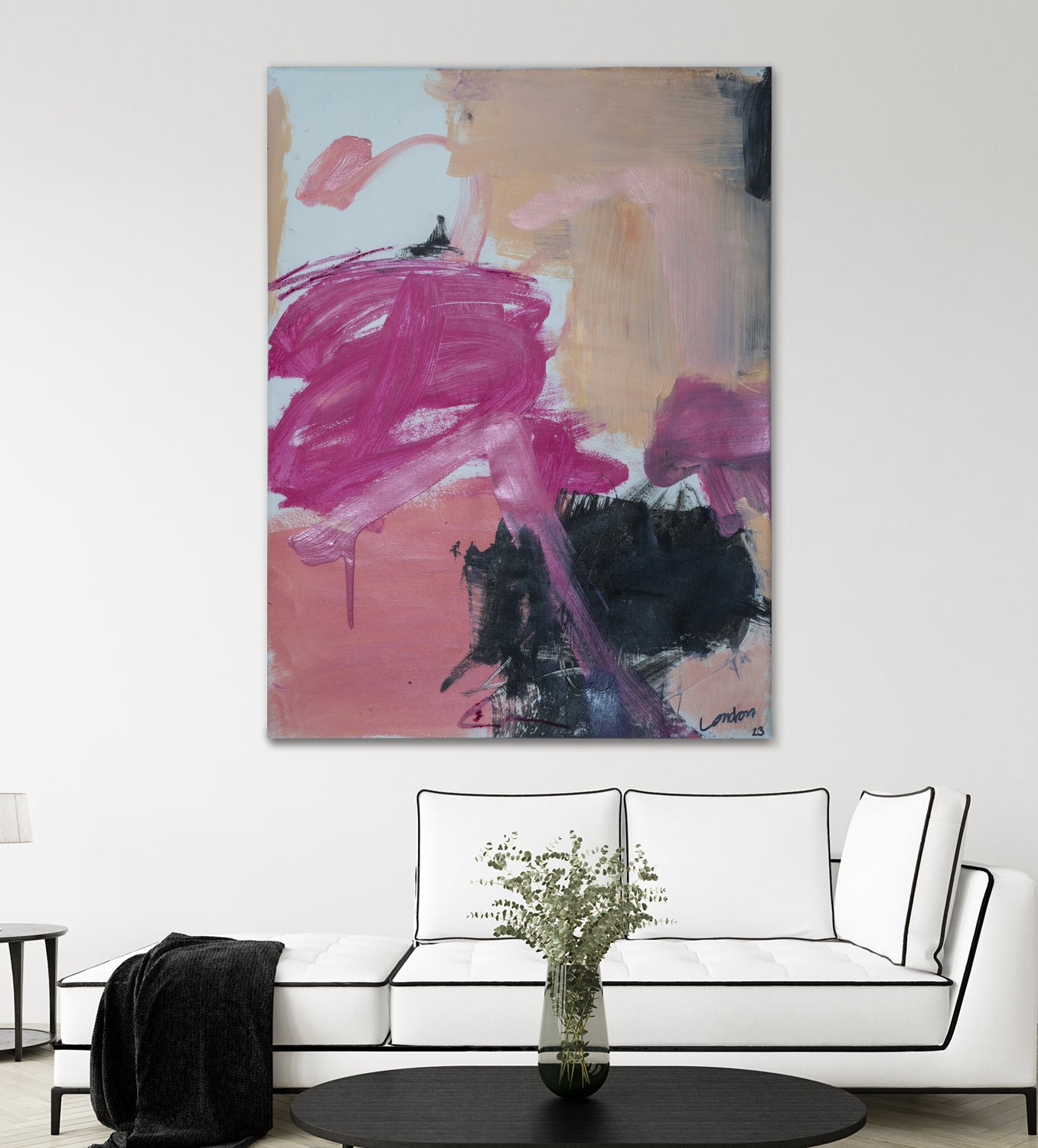 Pink Meltdown by Janet London on GIANT ART - black abstract