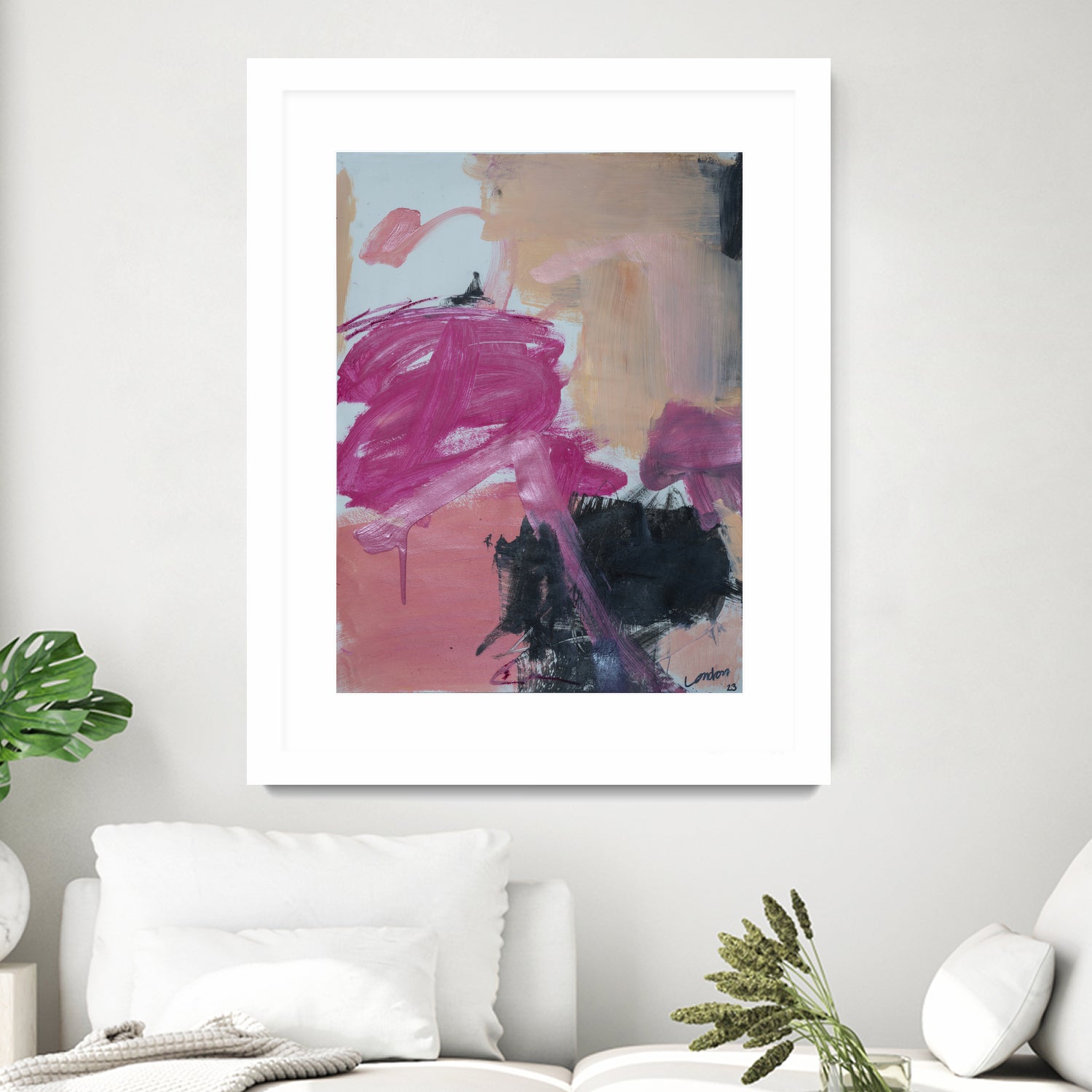 Pink Meltdown by Janet London on GIANT ART - black abstract