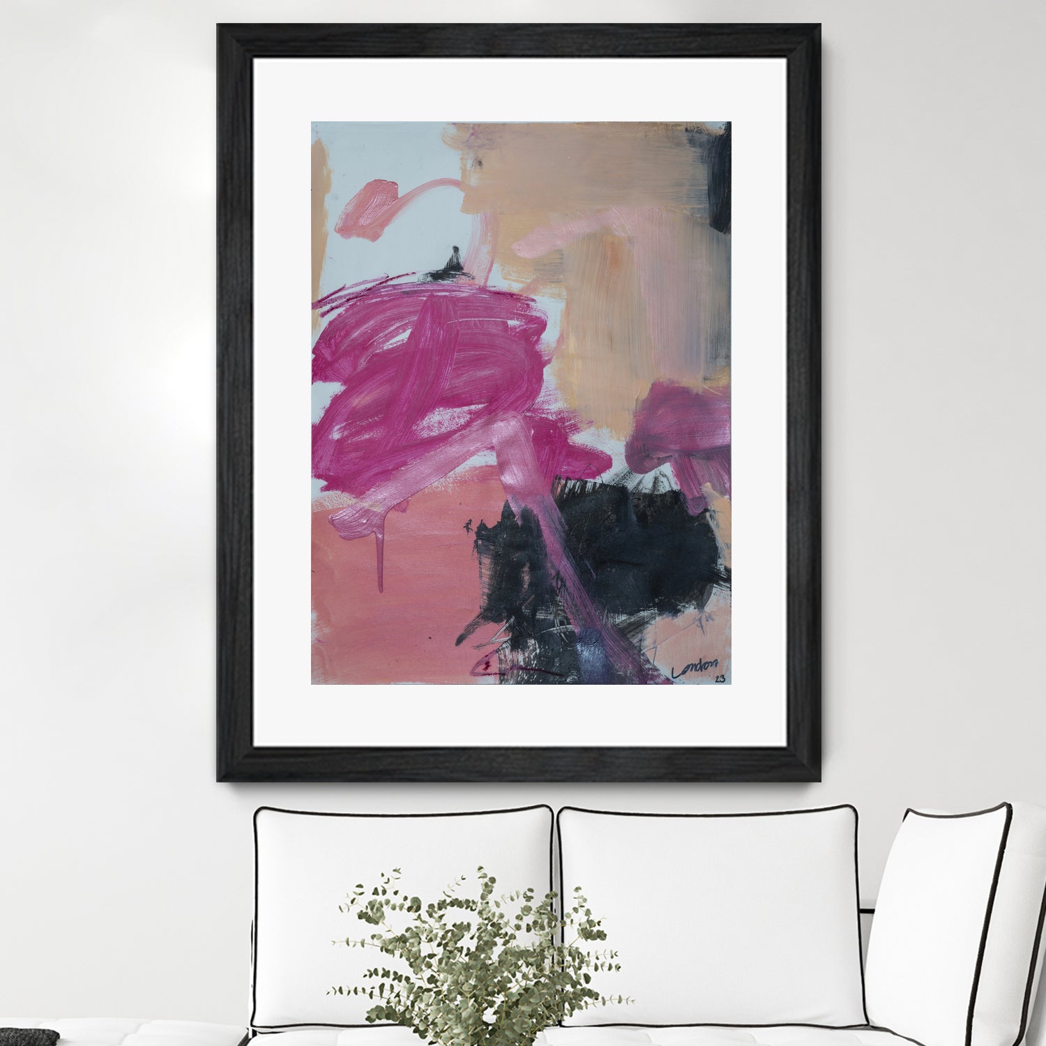 Pink Meltdown by Janet London on GIANT ART - black abstract