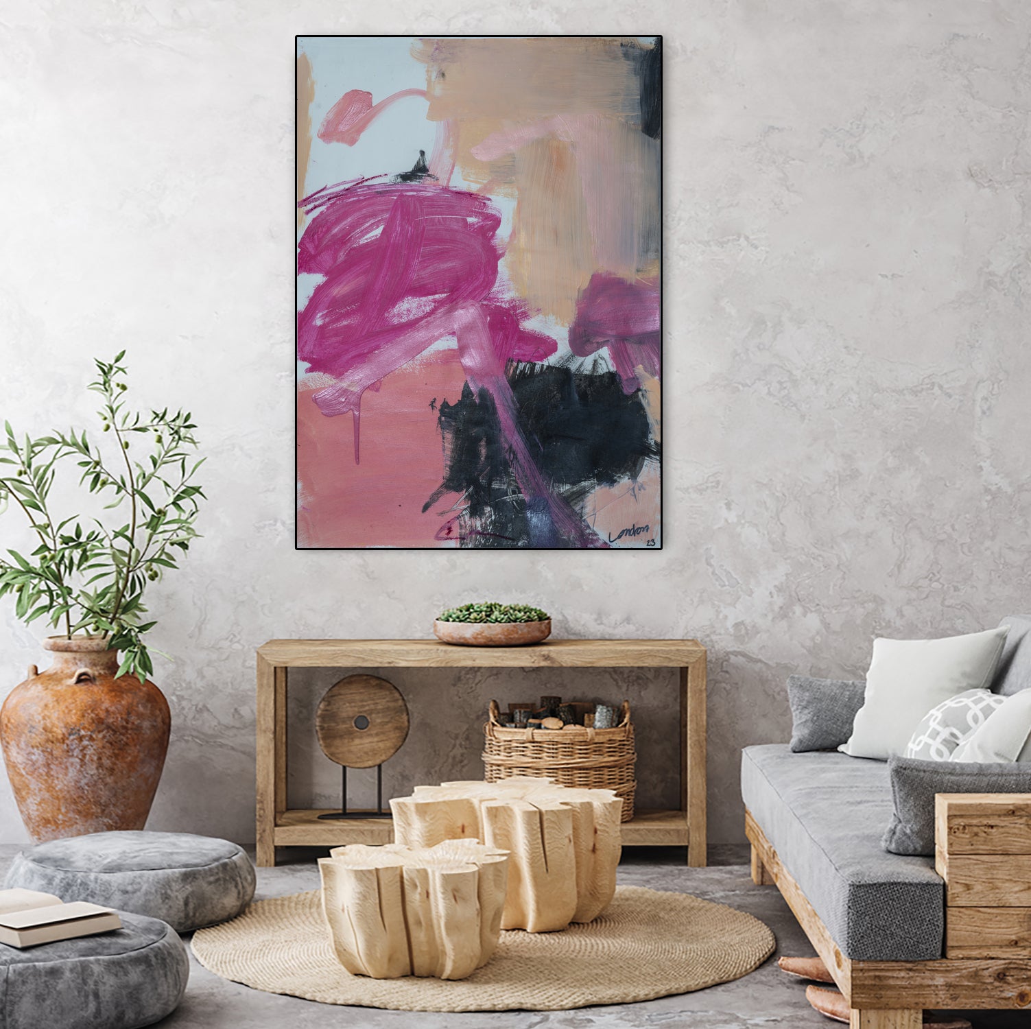 Pink Meltdown by Janet London on GIANT ART - black abstract