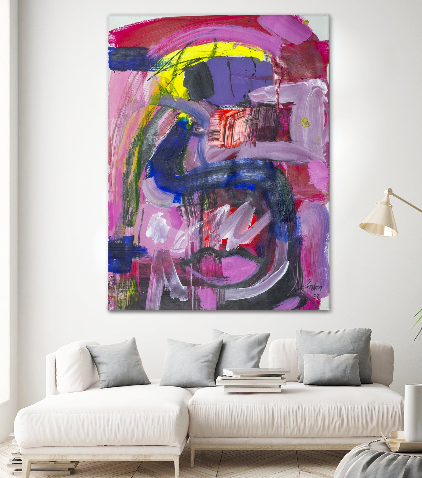 A Kiss in the Chaos by Janet London on GIANT ART - fluo pink abstract