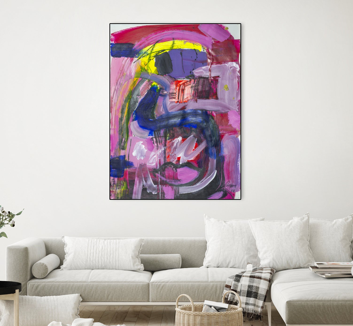 A Kiss in the Chaos by Janet London on GIANT ART - fluo pink abstract