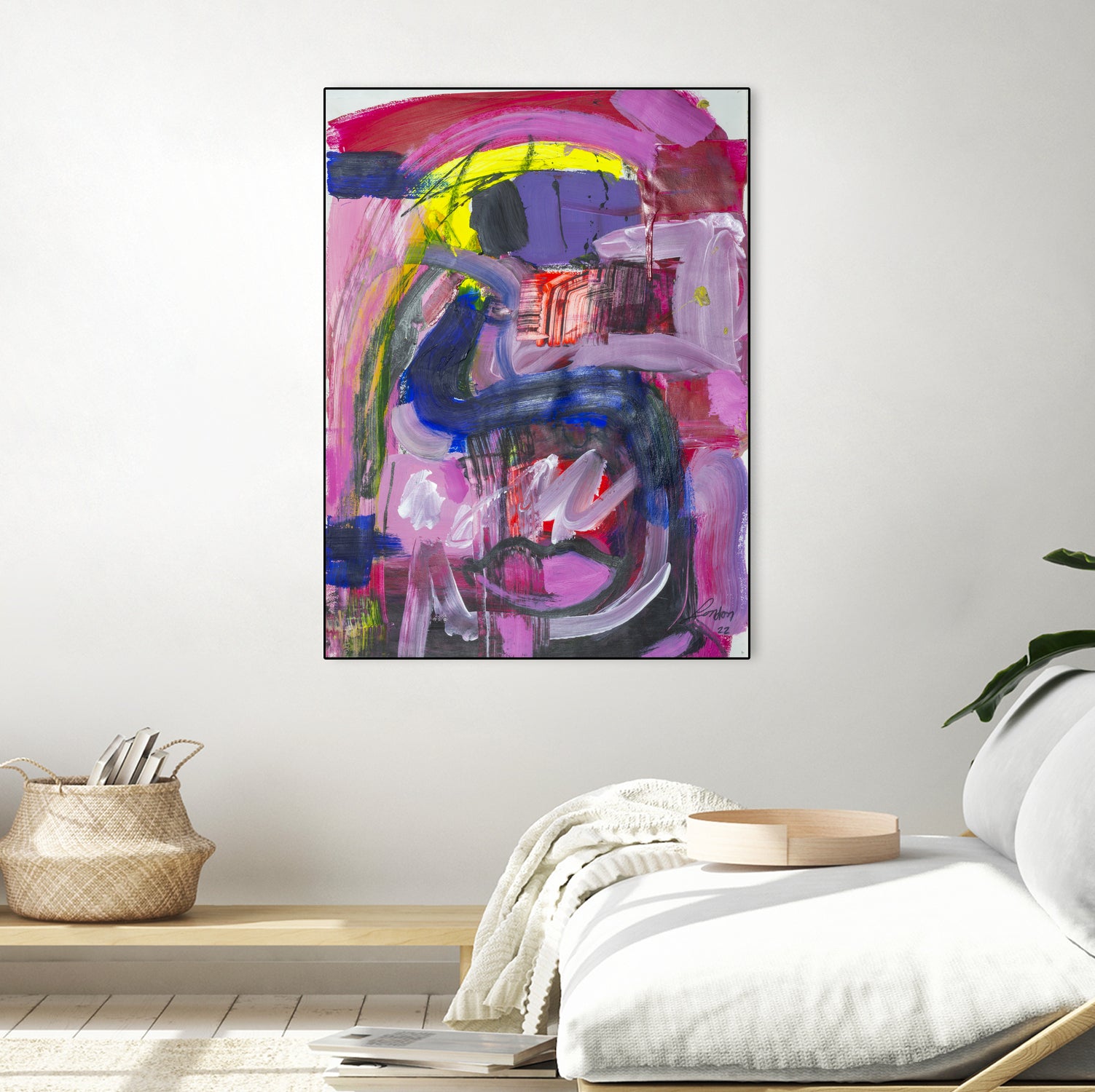 A Kiss in the Chaos by Janet London on GIANT ART - fluo pink abstract